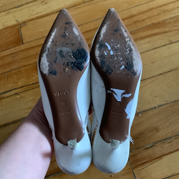 Neous Irena White Lace Slingback kitten pointy toe heels bride bridal shoes - Picture 7 of 8